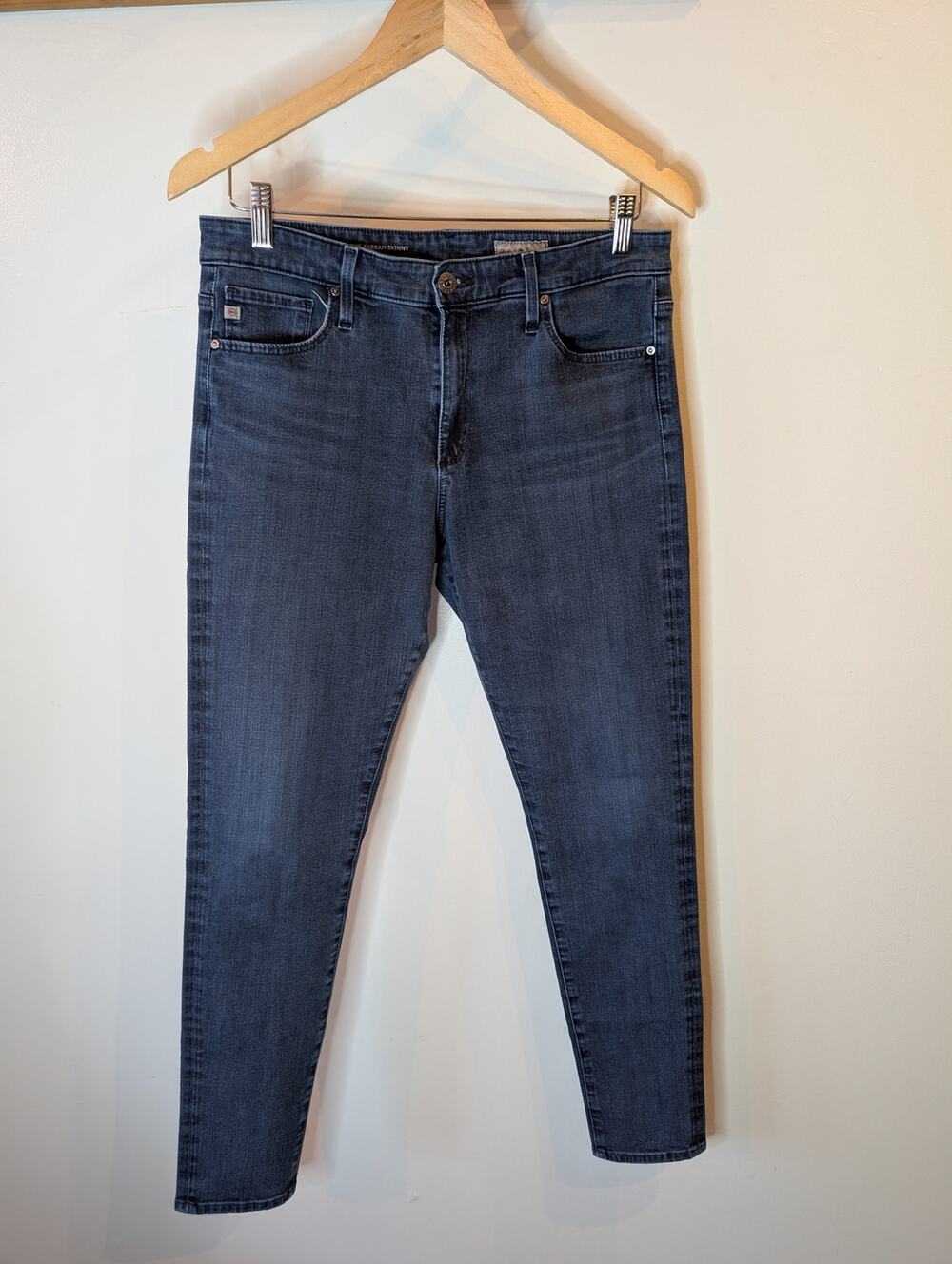 AG Adriano Goldschmied The Farrah High Rise Skinny Jeans Blue 31R Stretch Denim